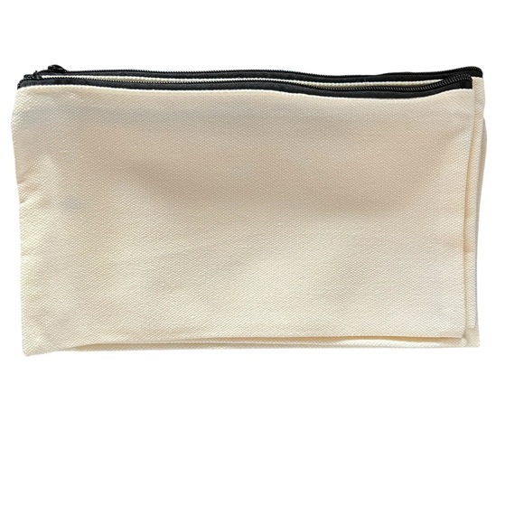 Source Unknown Handbags - Cream Canvas Zipper Pouch Set of 10